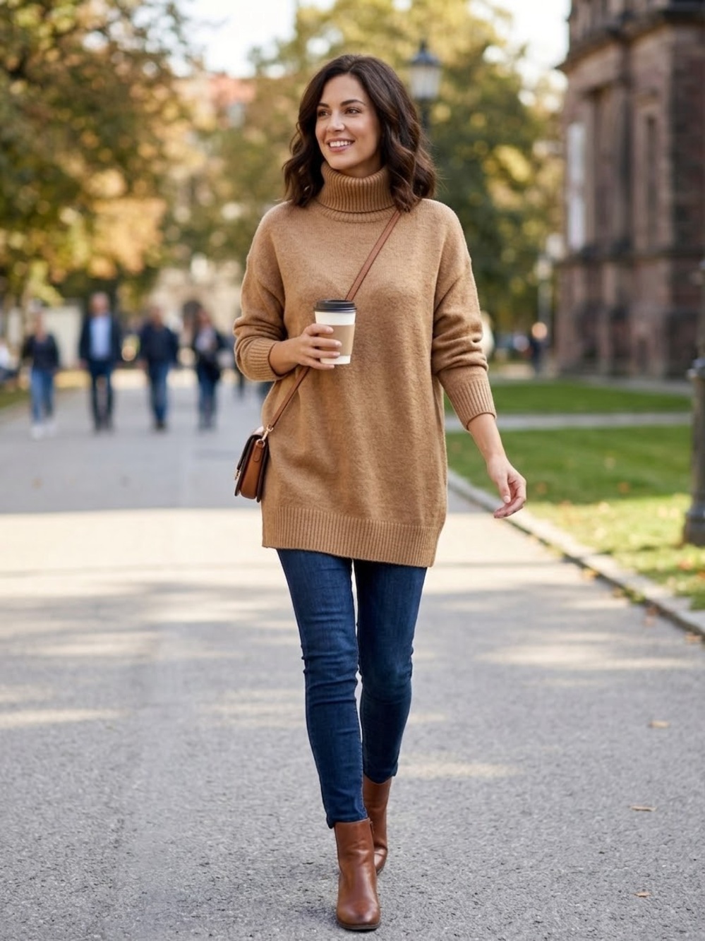 Mango MNG Womens Turtleneck Knit Sweater Dress Oversized Size small Minimalist